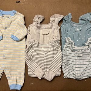 Footie Set - Blue, Cream, Gray